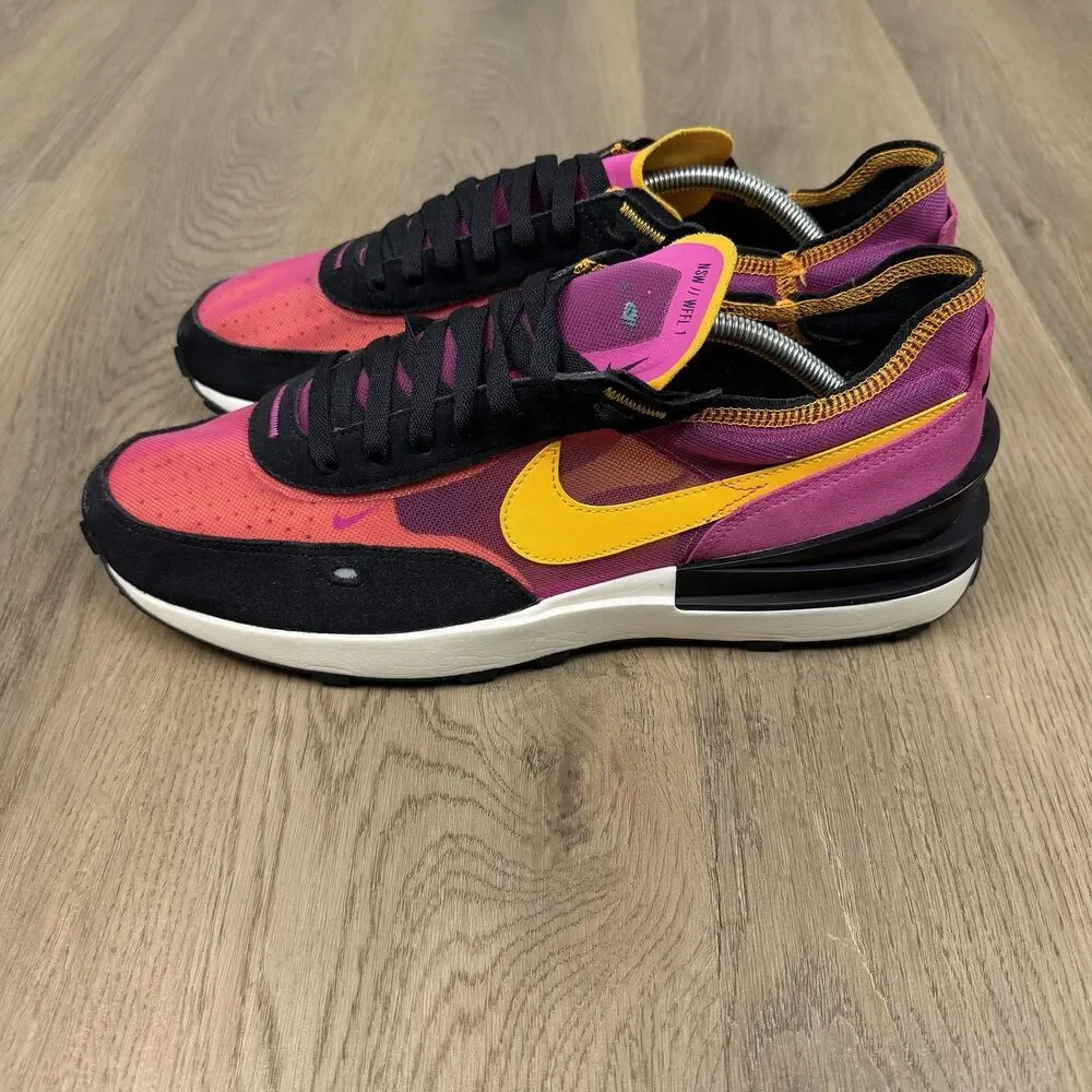 Nike Waffle One Shoes Mens Size 12 Pink Orange Yellow Mesh DA7995-600 Sneakers